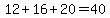 12%2B16%2B20=40