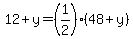 12%2By=%281%2F2%29%2848%2By%29