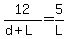 12%2F%28d%2BL%29=5%2FL