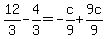 12%2F3-4%2F3=-c%2F9%2B9c%2F9