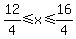 12%2F4%3C=x%3C=16%2F4