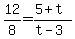 12%2F8=%285%2Bt%29%2F%28t-3%29