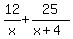 12%2Fx%2B25%2F%28x%2B4%29