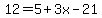12=5%2B3x-21