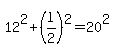 12%5E2%2B%28l%2F2%29%5E2=20%5E2