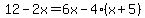 12-2x=6x-4%28x%2B5%29