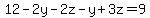 12-2y-2z-y%2B3z=9