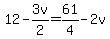 12-3v%2F2=61%2F4-2v