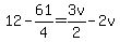 12-61%2F4=3v%2F2-2v
