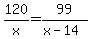 120%2Fx=+99%2F%28x-14%29