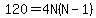 120=4N%28N-1%29