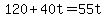 120+%2B+40t+=+55t