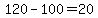 120-100=+20