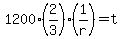 1200%282%2F3%29%281%2Fr%29=t