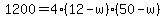 1200=4%2812-w%29%2850-w%29