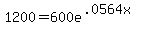 1200+=+600e%5E%28.0564x%29