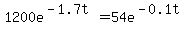 1200e%5E%28-1.7t%29+=+54e%5E%28-0.1t%29