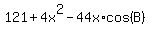 121%2B4x%5E2-44x%2Acos%28B%29