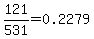 121%2F531+=+0.2279+