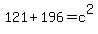 121+%2B+196+=+c%5E2