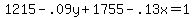 1215-.09y%2B1755-.13x=1%2C635