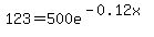 123=500e%5E%28-0.12x%29