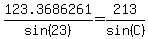 123.3686261%2Fsin%2823%29+=+213%2Fsin%28C%29