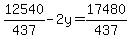 \"12540%2F437-2y=17480%2F437\"