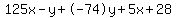 125x-y%2B-7+4y%2B5x%2B28