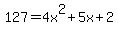 127=4x%5E2%2B5x%2B2