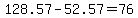 128.57+-+52.57+=+76