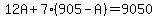 12A%2B7%28905-A%29=9050
