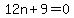 12n%2B9=0