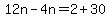 12n-4n=2%2B30