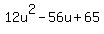 12u%5E2-56u%2B65