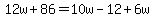 12w%2B86=10w-12%2B6w
