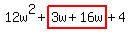 12w%5E2%2Bhighlight%283w%2B16w%29%2B4