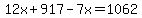 12x%2B917-7x=1062