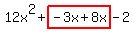 12x%5E2%2Bhighlight%28-3x%2B8x%29-2