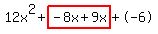 12x%5E2%2Bhighlight%28-8x%2B9x%29%2B-6