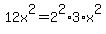 12x%5E2=2%5E2%2A3%2Ax%5E2