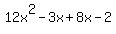 12x%5E2-3x%2B8x-2