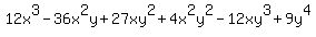 12x%5E3-36x%5E2y%2B27xy%5E2%2B4x%5E2y%5E2-12xy%5E3%2B9y%5E4