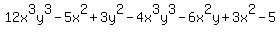 12x%5E3y%5E3-5x%5E2%2B3y%5E2-4x%5E3y%5E3-6x%5E2y%2B3x%5E2-5