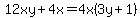 12xy%2B4x=4x%283y%2B1%29