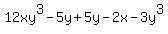 12xy%5E3-5y%2B5y-2x-3y%5E3