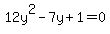 12y%5E2-7y%2B1=0