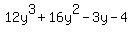 12y%5E3%2B16y%5E2-3y-4