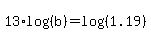 13%2Alog%28%28b%29%29=log%28%281.19%29%29