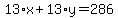 13%2Ax%2B13%2Ay=286
